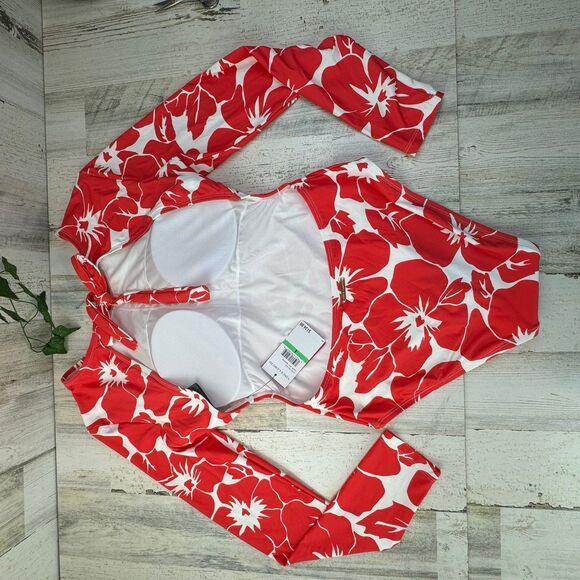 Vince CAMUTO Long Sleeve Open Back One-Piece floral Print rash guard new 8 - Picture 3 of 7